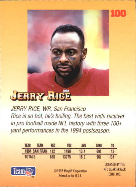 1995 Playoff Prime #100 Jerry Rice back image