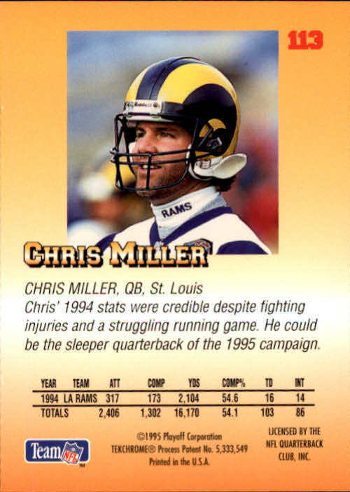 1995 Playoff Prime #113 Chris Miller back image