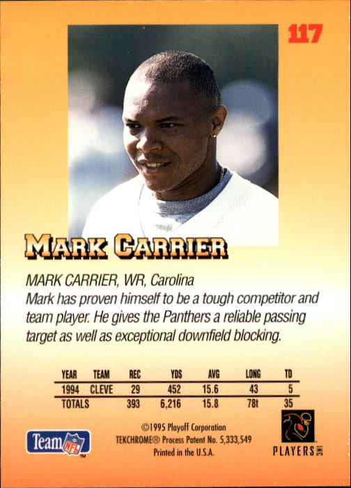 1995 Playoff Prime #117 Mark Carrier WR back image