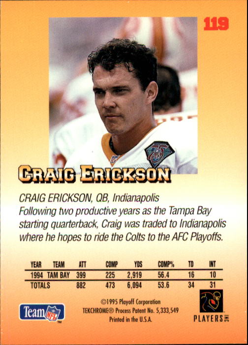 1995 Playoff Prime #119 Craig Erickson back image