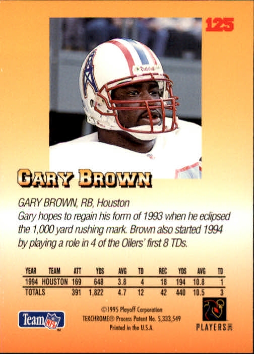 1995 Playoff Prime #125 Gary Brown back image