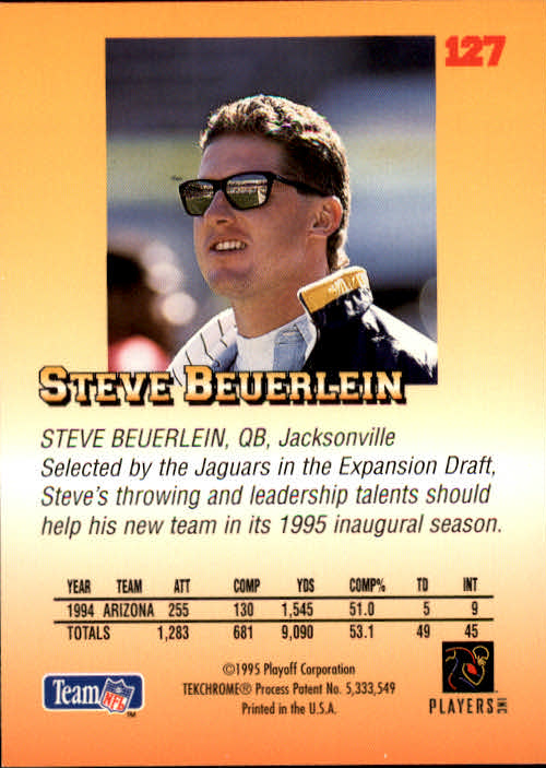 1995 Playoff Prime #127 Steve Beuerlein back image