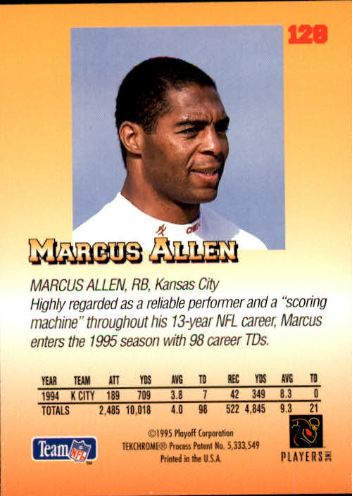 1995 Playoff Prime #128 Marcus Allen back image