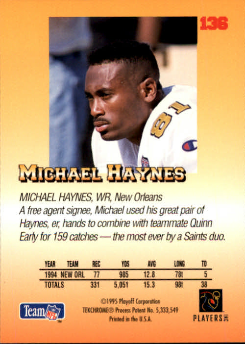 1995 Playoff Prime #136 Michael Haynes back image