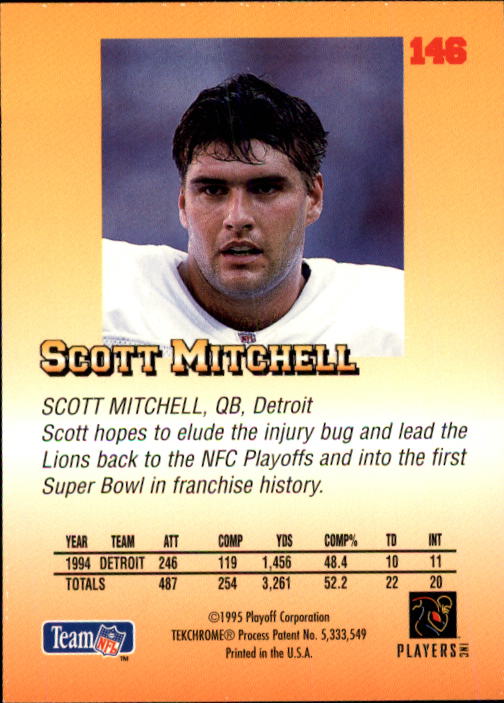 1995 Playoff Prime #146 Scott Mitchell back image