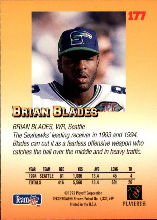1995 Playoff Prime #177 Brian Blades back image