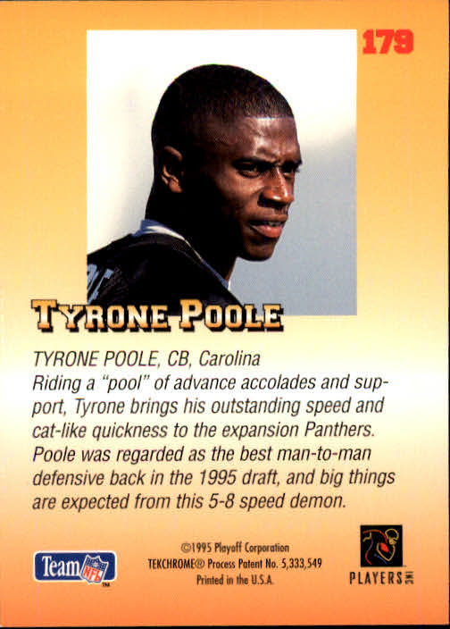 1995 Playoff Prime #179 Tyrone Poole RC back image
