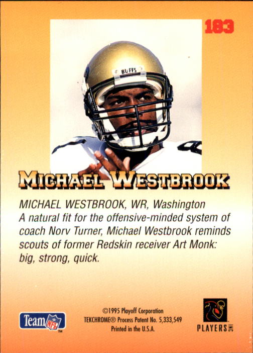 1995 Playoff Prime #183 Michael Westbrook RC back image