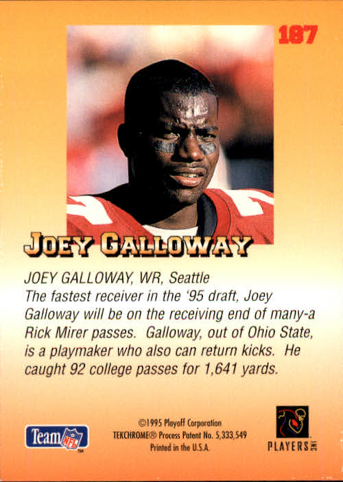 1995 Playoff Prime #187 Joey Galloway RC back image