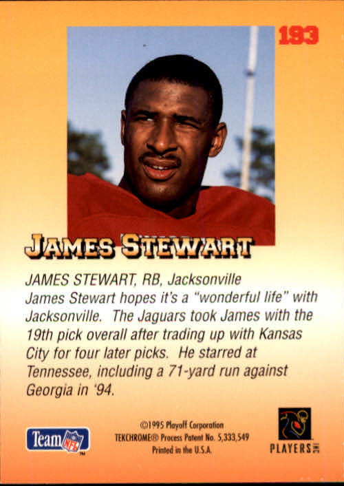 1995 Playoff Prime #193 James O. Stewart RC back image
