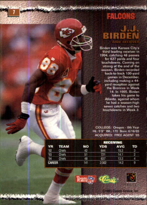 1995 Pro Line #7 J.J. Birden back image