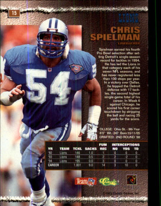 1995 Pro Line #15 Chris Spielman - NM-MT