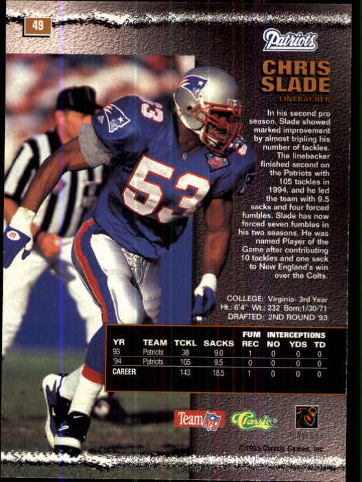 1995 Pro Line #49 Chris Slade back image