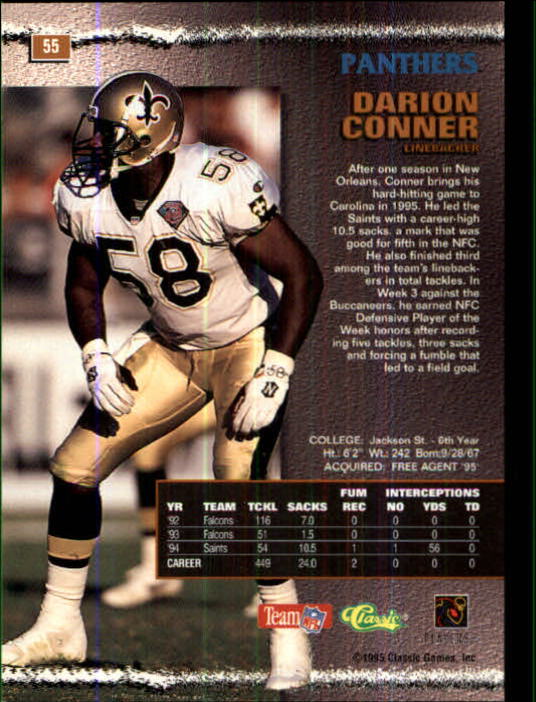 1995 Pro Line #55 Darion Conner back image
