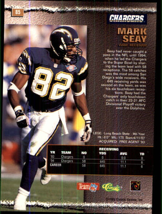 1995 Pro Line #85 Mark Seay back image