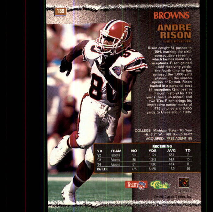 1995 Pro Line #189 Andre Rison back image