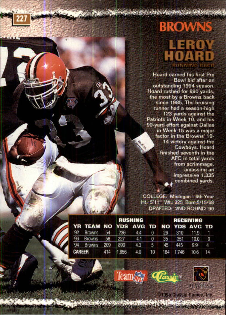 1995 Pro Line #227 Leroy Hoard back image