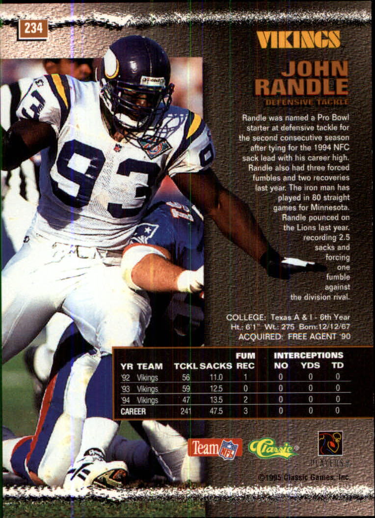 1995 Pro Line #234 John Randle back image