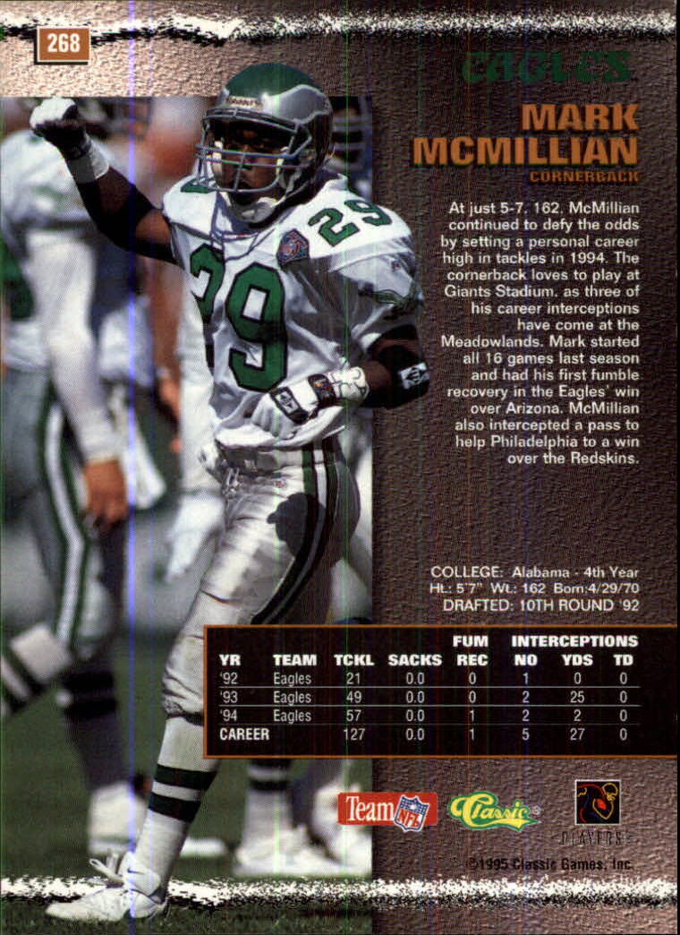 1995 Pro Line #268 Mark McMillian back image