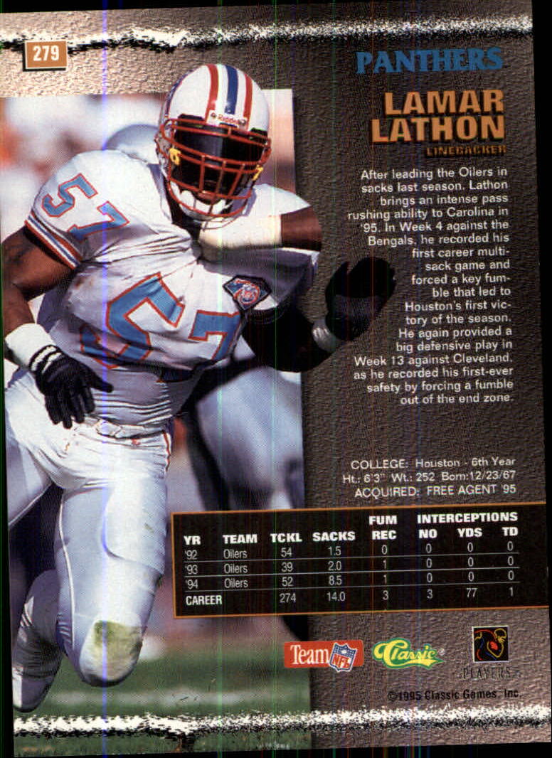 1995 Pro Line #279 Lamar Lathon back image