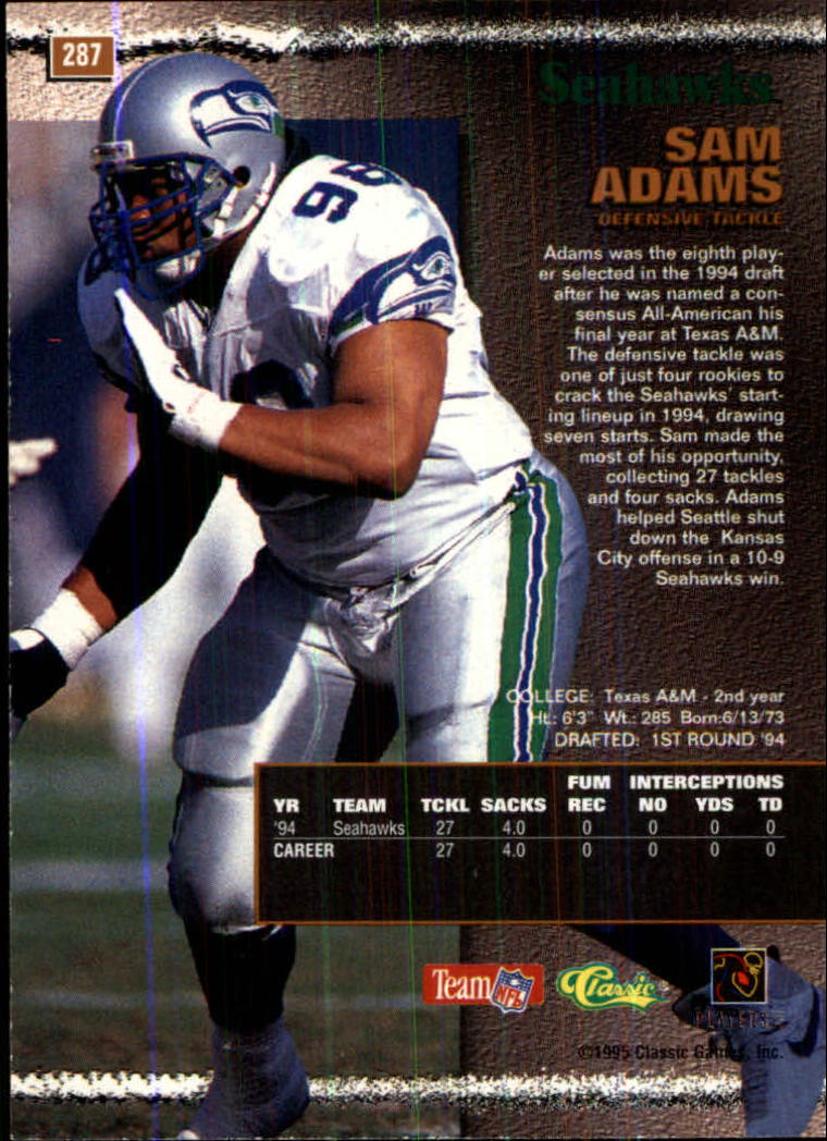1995 Pro Line #287 Sam Adams back image