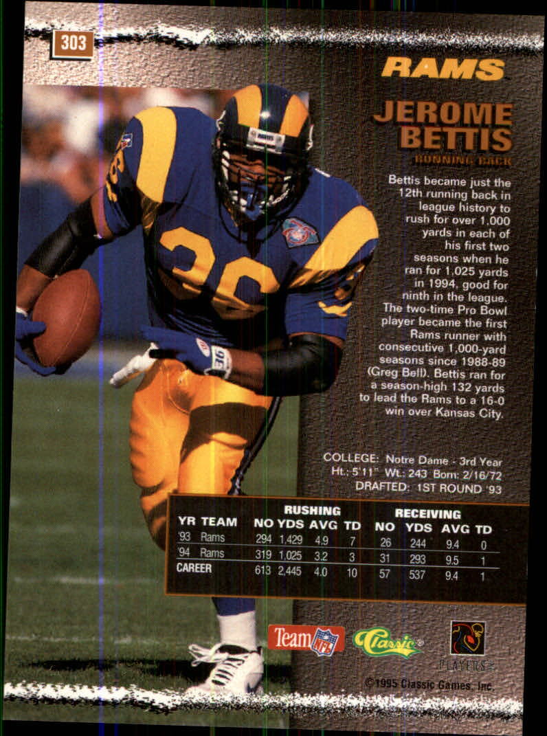 1995 Pro Line #303 Jerome Bettis back image