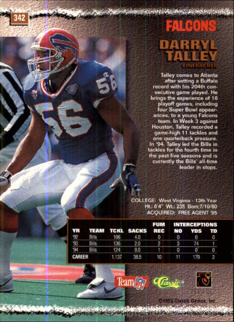1995 Pro Line #342 Darryl Talley back image