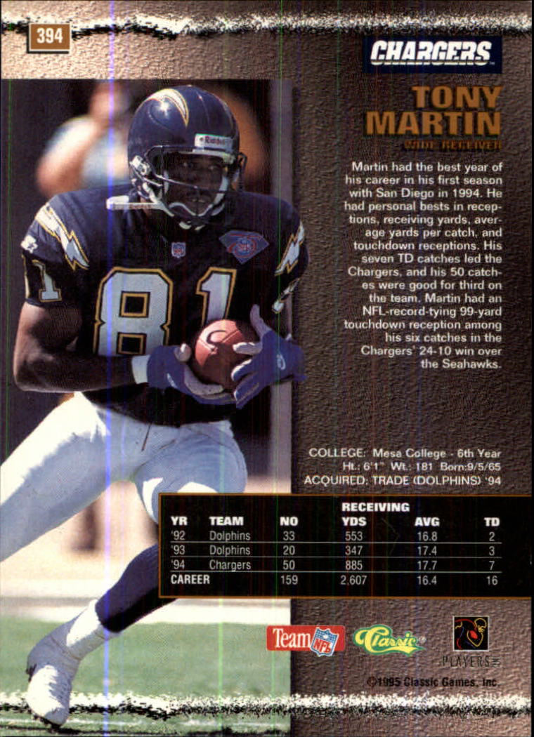 1995 Pro Line #394 Tony Martin back image
