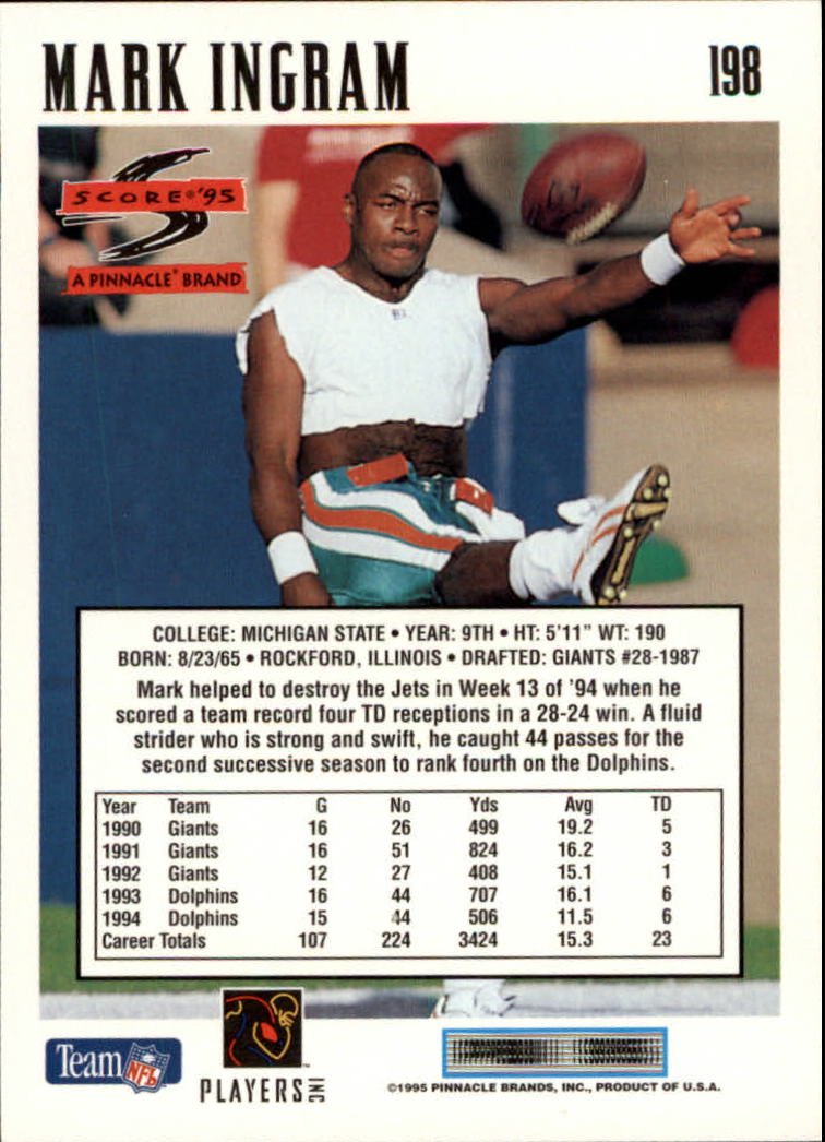 1995 Score Football Card #s 1-200 +Rookies (A1430) - You Pick - 15+ FREE SHIP - Picture 387 of 391