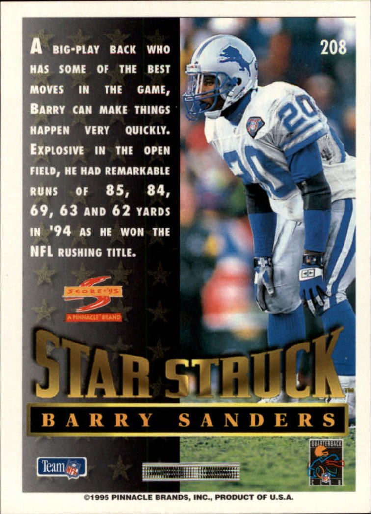 1995 Score #208 Barry Sanders SS back image