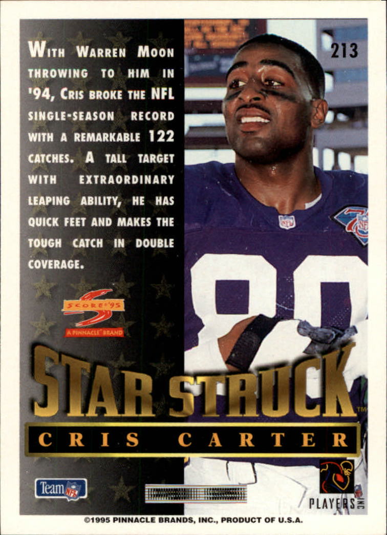 1995 Score #213 Cris Carter SS back image