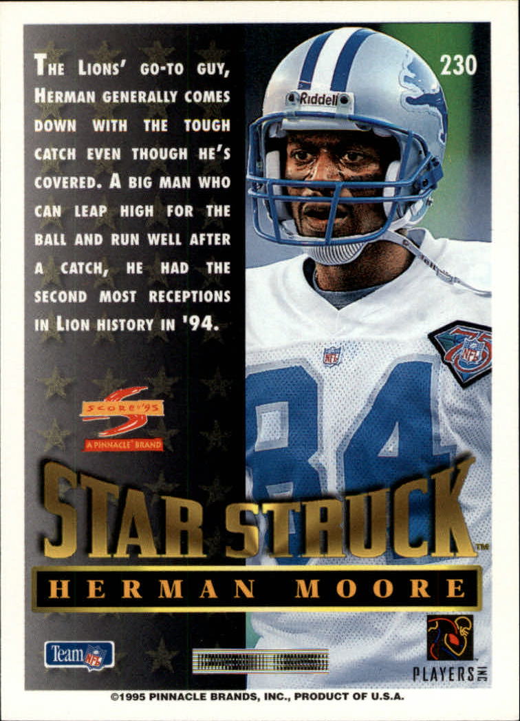 1995 Score #230 Herman Moore SS back image