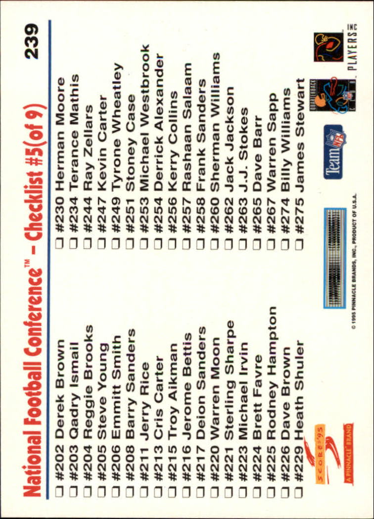 1995 Score #239 Steve Young CL back image