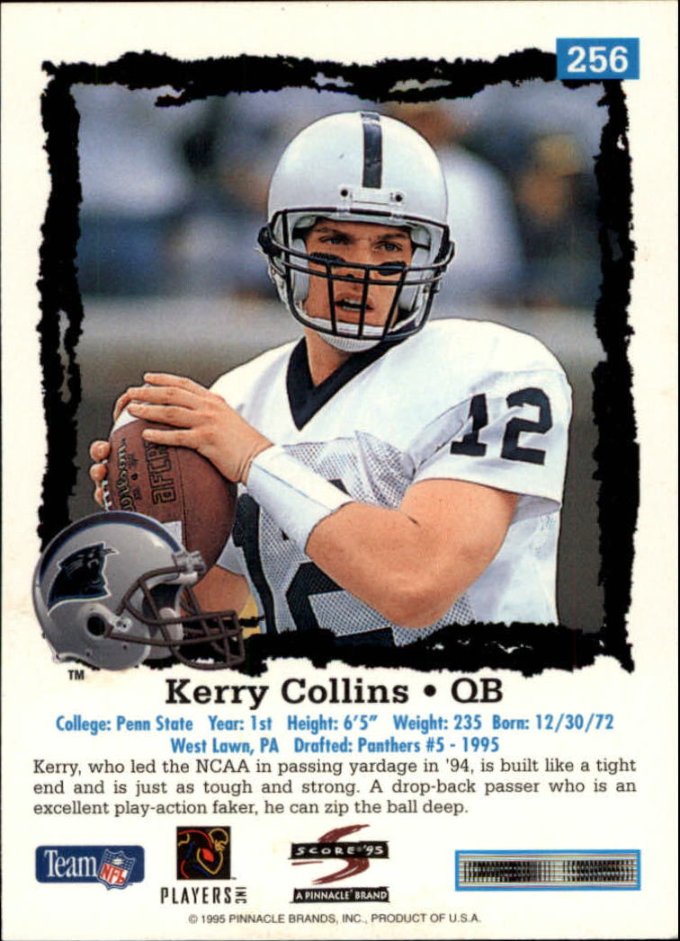 1995 Score #256 Kerry Collins RC back image