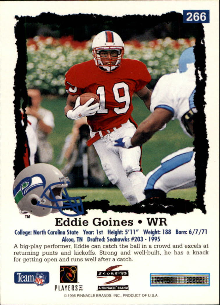 1995 Score #266 Eddie Goines RC back image