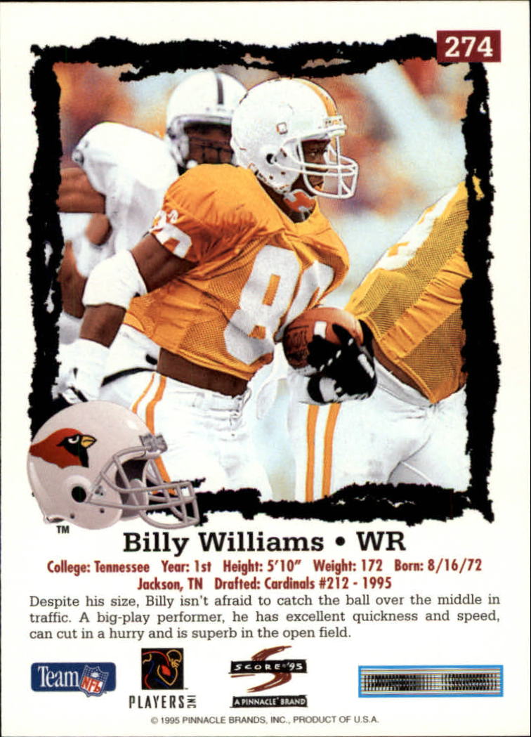 Billy Williams autographed Football Card (Tennessee) 1995 Signature Rookies  #75