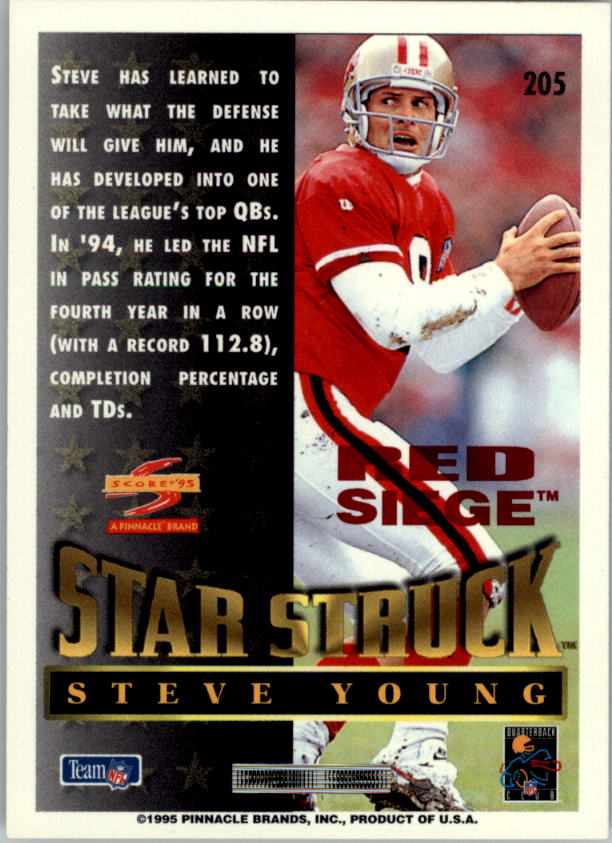 1995 Score Red Siege #205 Steve Young SS back image