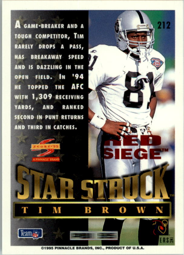 1995 Score Red Siege #212 Tim Brown SS back image