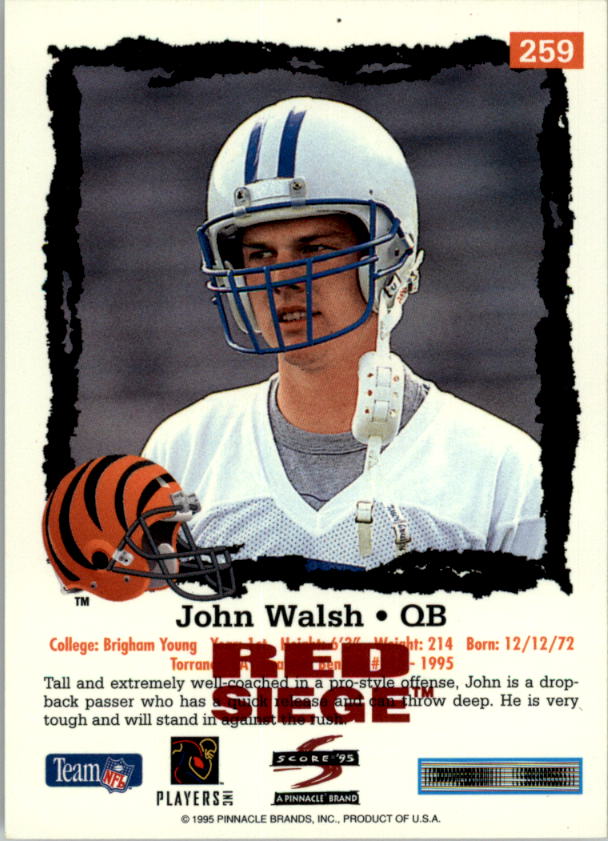 1995 Score Red Siege #259 John Walsh back image