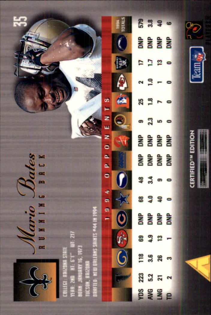 1995 Select Certified #35 Mario Bates back image