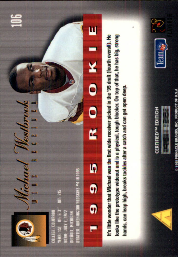 1995 Select Certified #106 Michael Westbrook RC back image