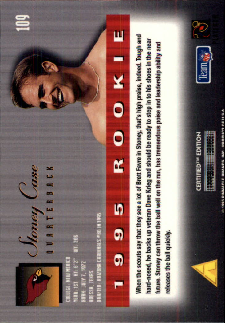 1995 Select Certified #109 Stoney Case RC back image