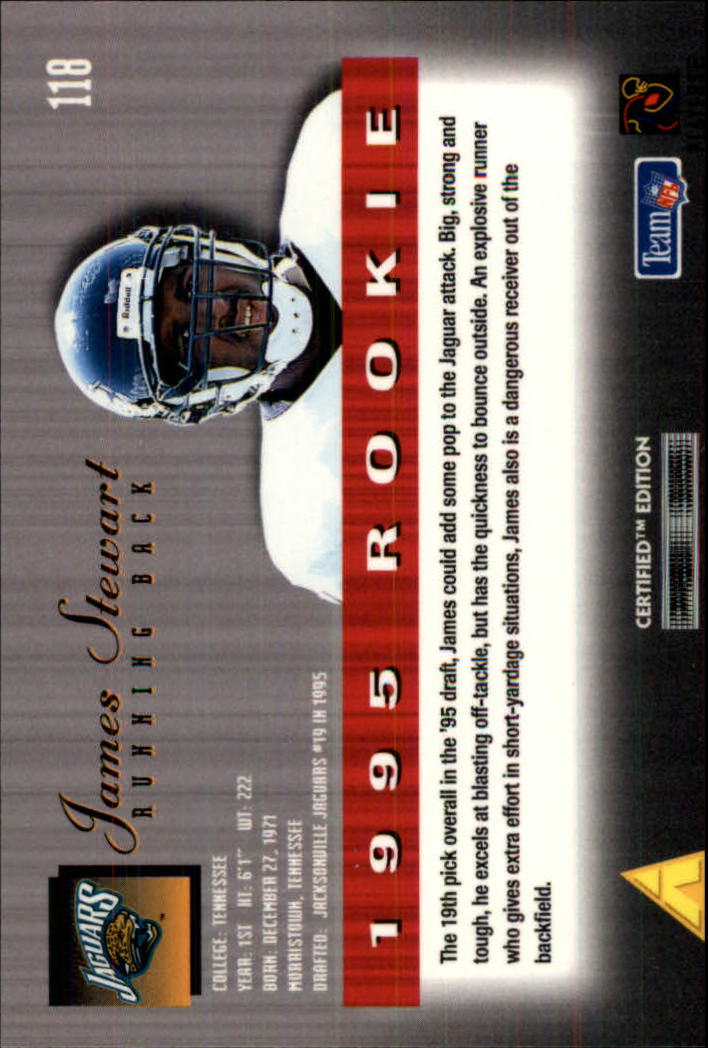 1995 Select Certified #118 James O. Stewart RC back image