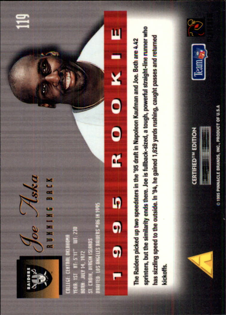 1995 Select Certified #119 Joe Aska RC back image