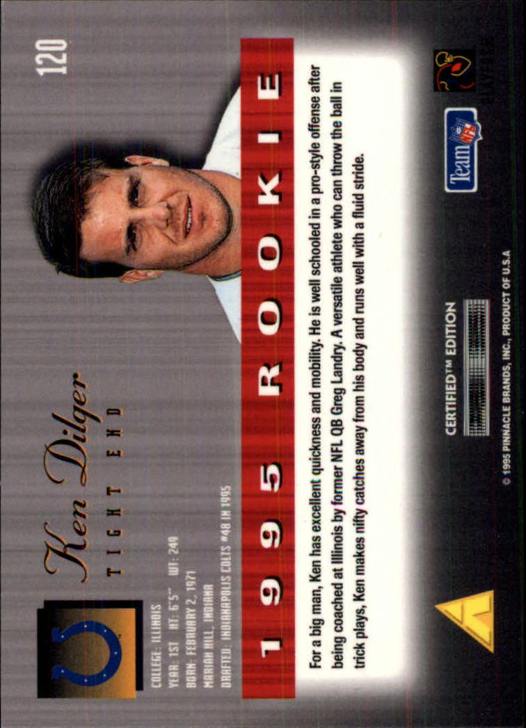 1995 Select Certified #120 Ken Dilger RC back image