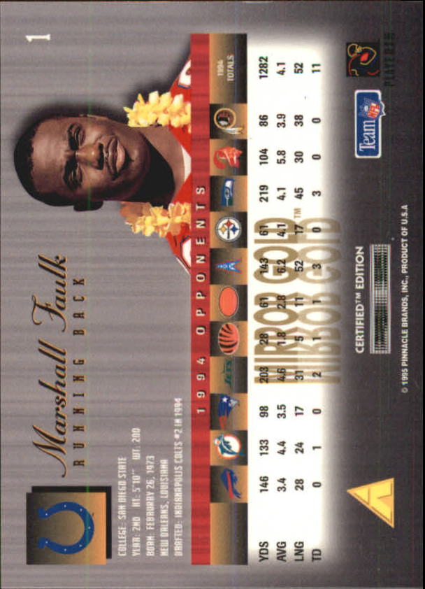 1995 Select Certified Mirror Gold #1 Marshall Faulk back image