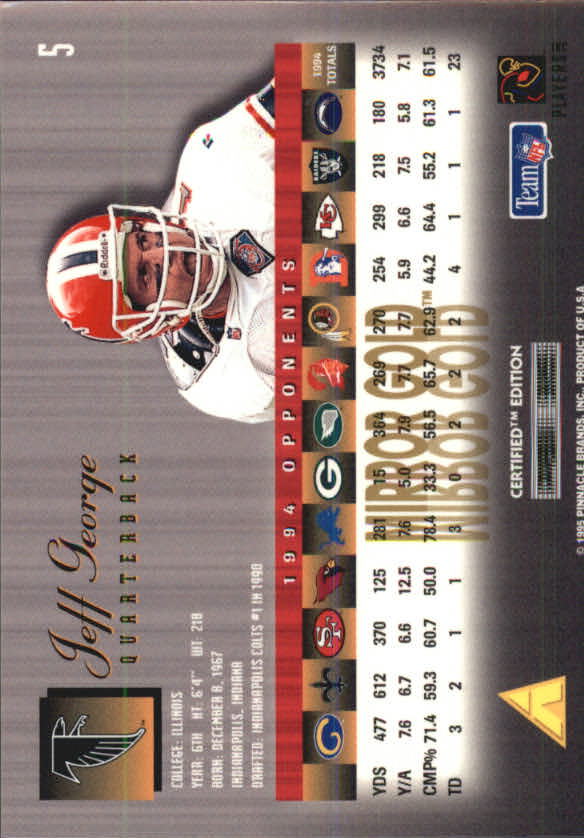 1995 Select Certified Mirror Gold #5 Jeff George back image