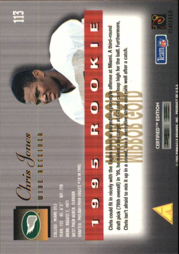 1995 Select Certified Mirror Gold #113 Chris T.Jones back image