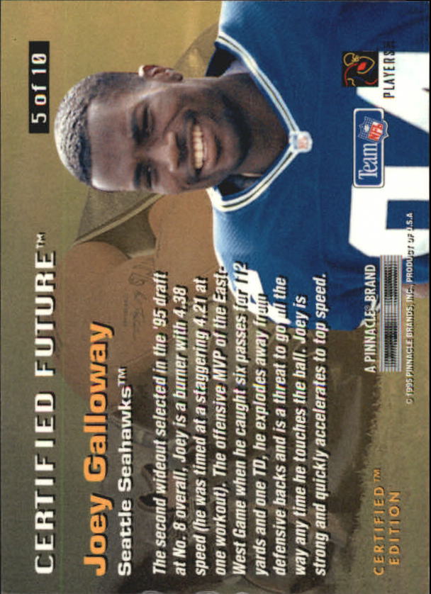 1995 Select Certified Future #5 Joey Galloway back image