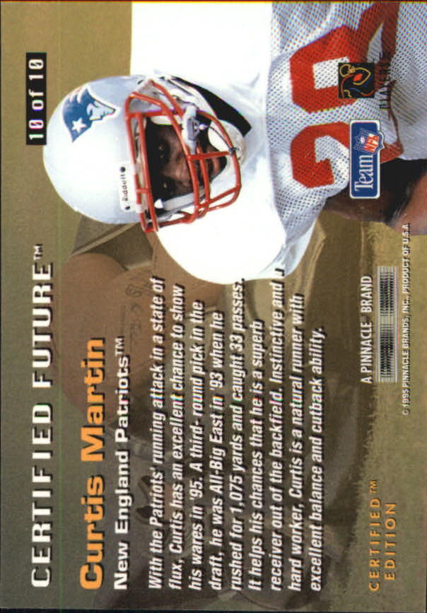 1995 Select Certified Future #10 Curtis Martin back image